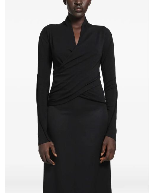 Thom Krom Black Ruched Wrap-Style Jersey