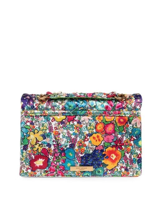 Kurt Geiger Red Kensington Floral-Print Shoulder Bag
