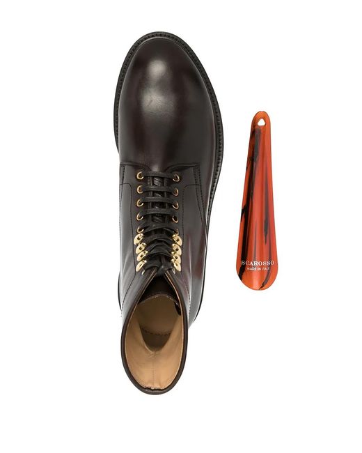 Scarosso Black Eyelet-Detail Lace-Up Boots for men