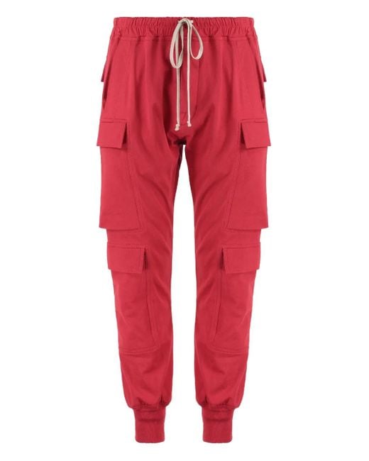 メンズ Rick Owens ドローストリング カーゴパンツ Red