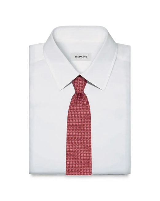 Ferragamo Red Link-Print Silk Tie for men