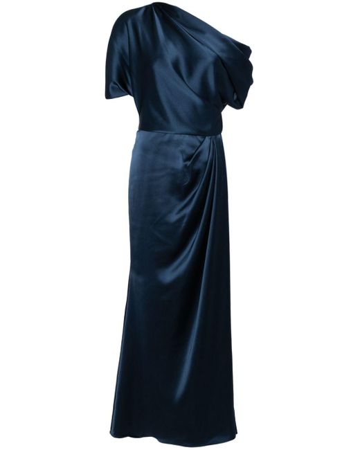 Amsale Blue Off-shoulder Satin Gown