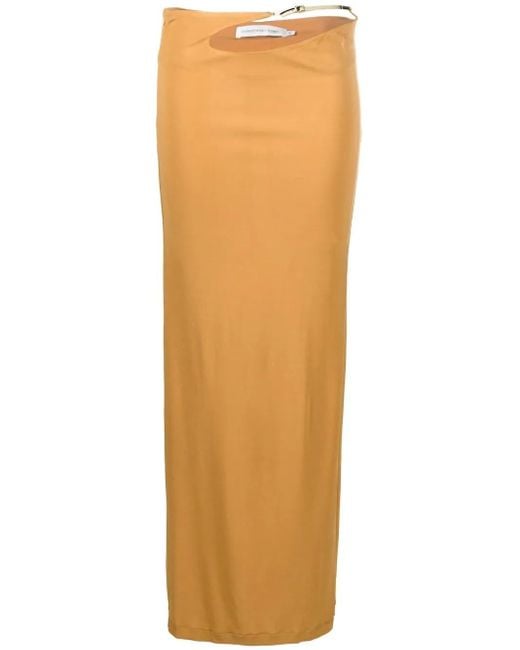 Christopher Esber Orange Sculpted-Strap Column Maxi Skirt