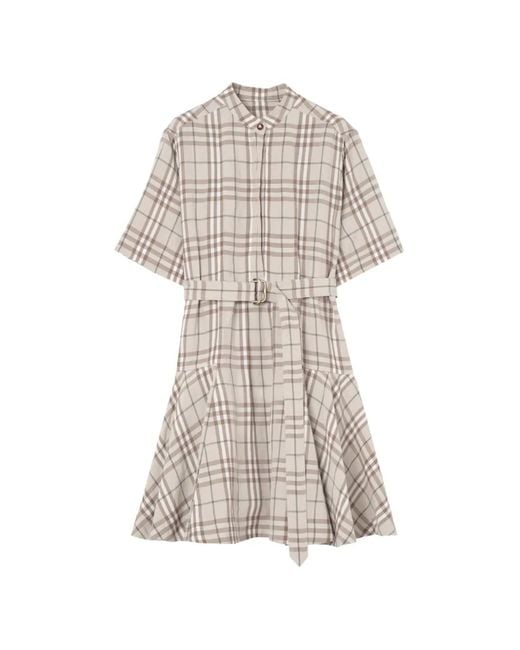 Burberry Natural Check Linen-Blend Dress