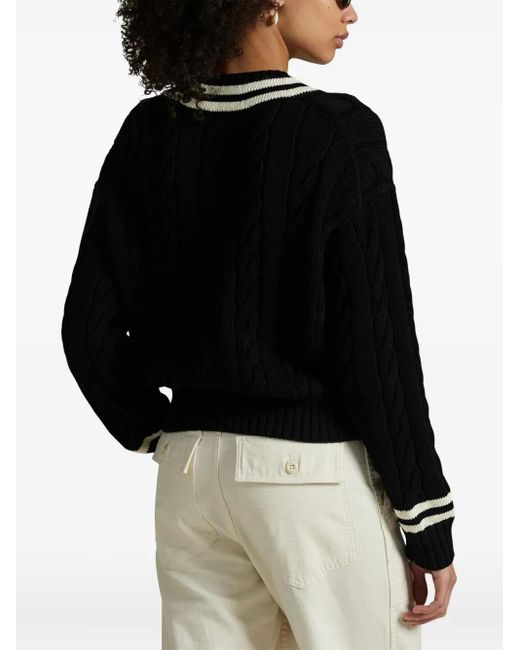 Maglione Con Scollo A V di Polo Ralph Lauren in Black