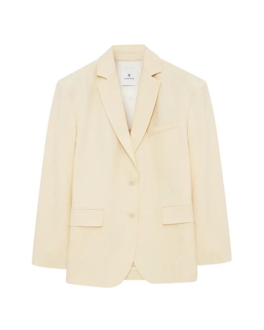 Anine Bing Natural Quinn Single-Breasted Blazer