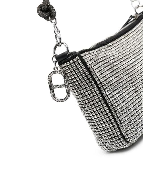 Twinset Gray Crystal Embellished Shoulder Bag
