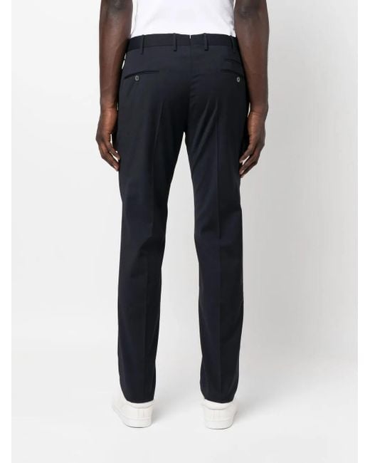 PT Torino Blue Pressed-Crease Tailored Trousers for men