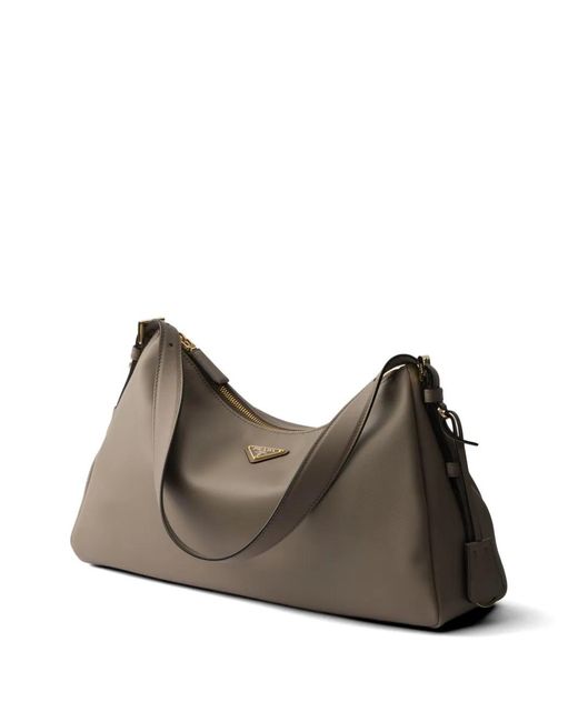 Prada Brown Aimee Large Leather Shoulder Bag