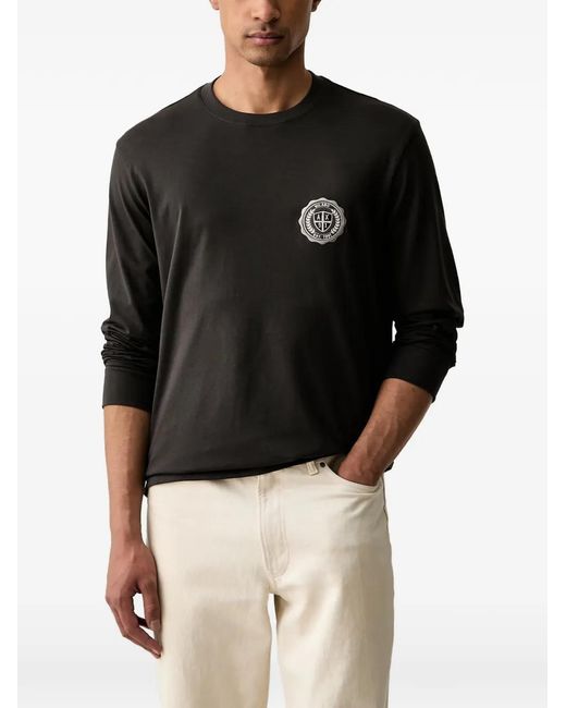 ARMANI EXCHANGE Black Logo-Detail Long-Sleeved T-Shirt for men