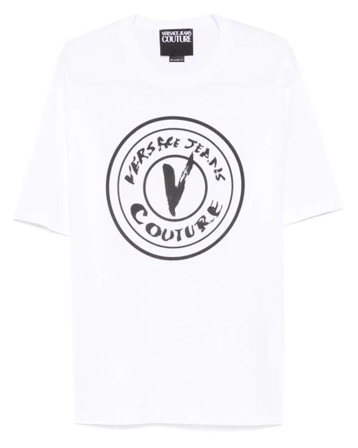 Versace Jeans Couture White V-Emblem T-Shirt for men