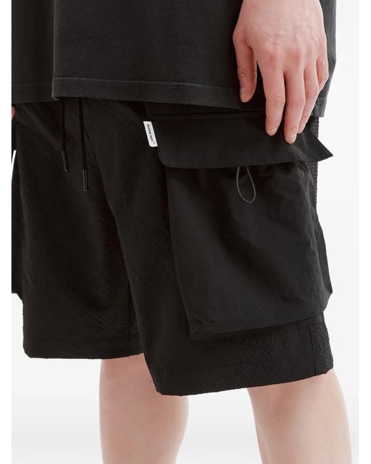 Musium Div. Black Cargo Drawstring Shorts for men
