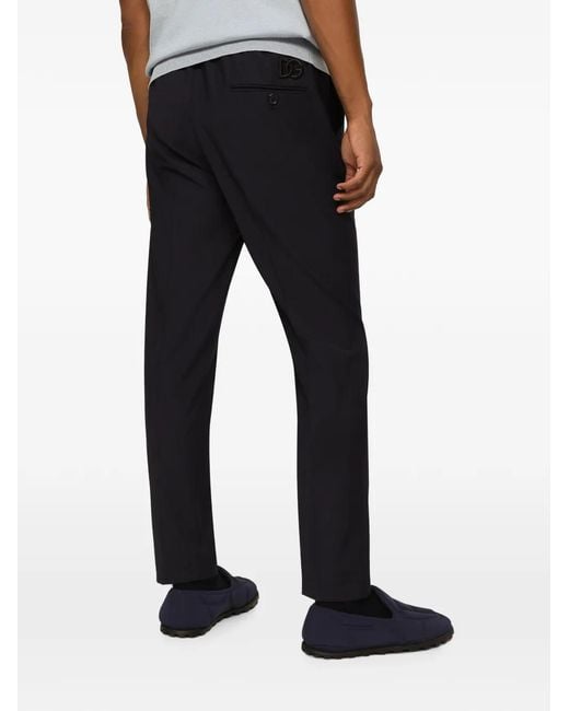 Dolce & Gabbana Blue Logo-Embroidered Tailored Trousers for men
