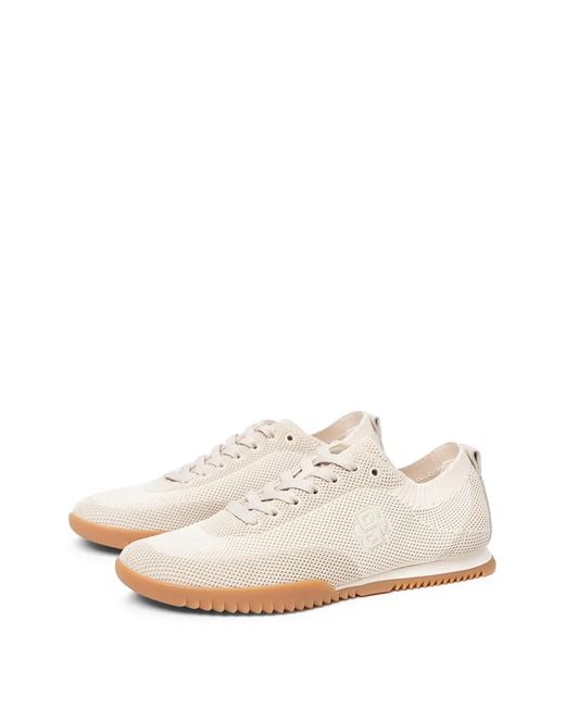 Boss White Logo-Embroidered Knit Sneakers
