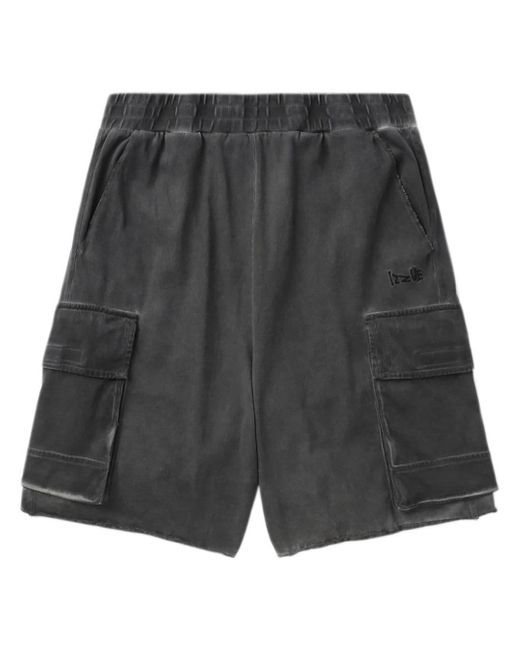 Izzue Gray Cold-dye Cotton Cargo Shorts for men