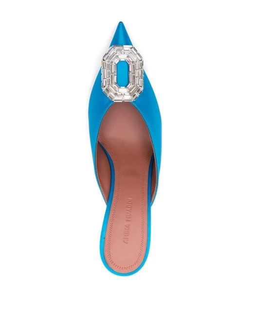 AMINA MUADDI Blue 90Mm Camelia Mules