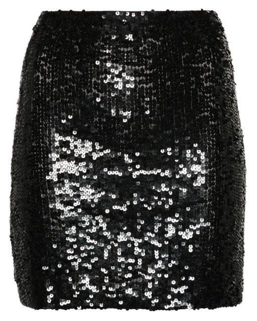 P.A.R.O.S.H. Black Sequin-embellished Mini Skirt