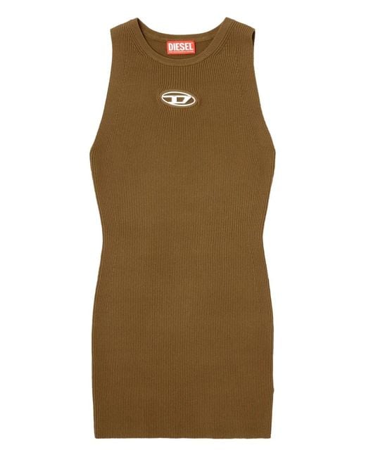 DIESEL Green 'M-Caddix' Ribbed Knit Sleeveless Dress