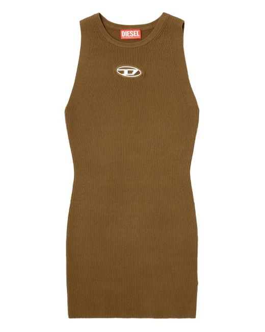 DIESEL M-Caddix Geribbelde Jurk Met Metallic Logo in het Green