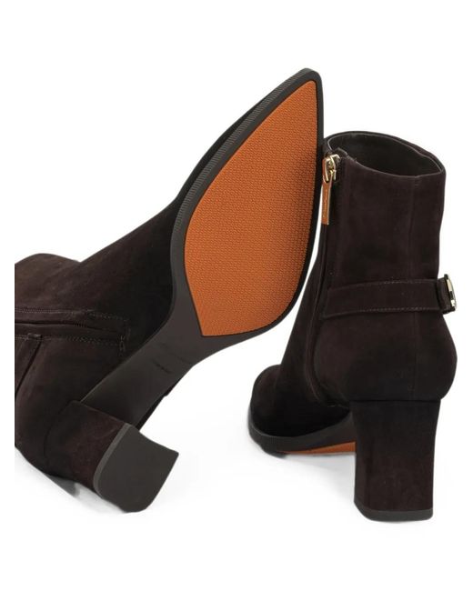 Santoni Black Buckle-Detail Pointed-Toe Ankle Boots