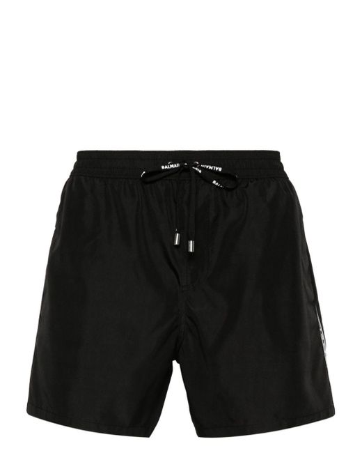 Balmain Black Logo-print Swim Shorts for men