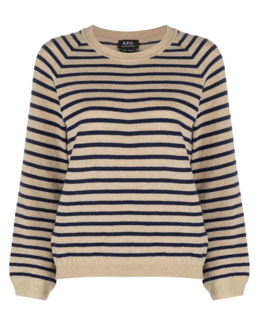 A.P.C. Gray Lilas Striped Wool Jumper