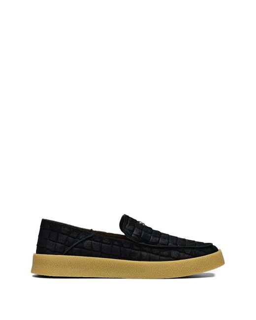 HIDE & JACK Black Crocodile-Effect Slip-On Sneakers