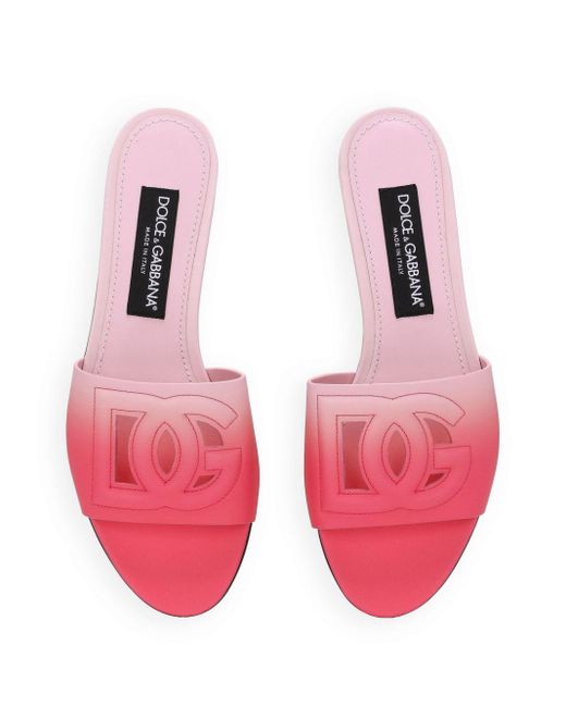 Dolce & Gabbana Dg Ombré Leren Slippers in het Pink