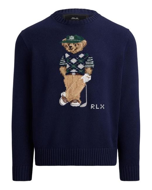 Ralph Lauren Blue Bear-Motif Pullover for men