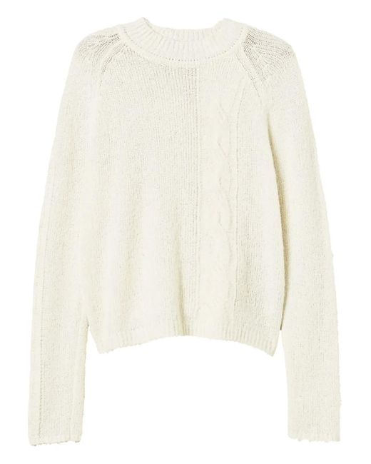 Maglione A Trecce A Collo Alto di Twinset in White