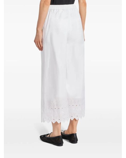 Karl Lagerfeld White Embroidered Trousers