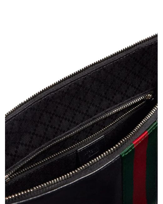 Gucci Black Web-Stripe Leather Tote Bag for men