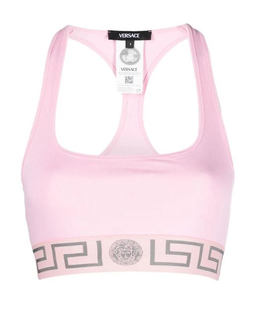 Versace Pink Bra With Greca Detail