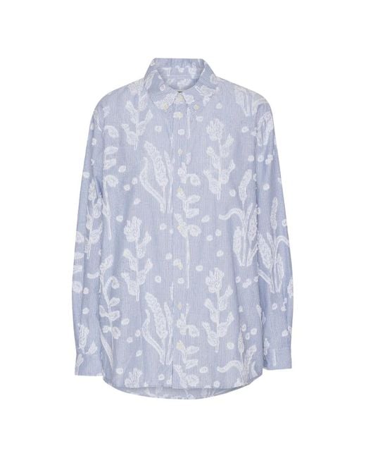 Henrik Vibskov Blue Fil-Coupé Striped Shirt