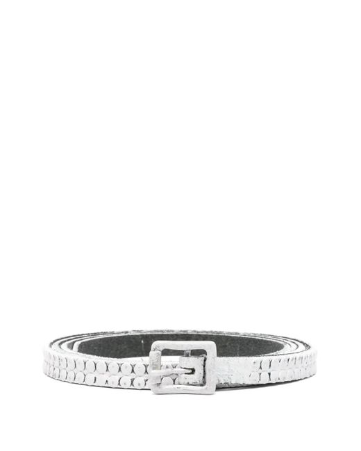 R13 White Studded Belt