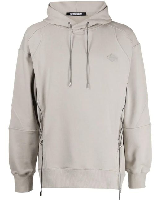 Spoonyard Gray Lace-Up Cotton Hoodie for men