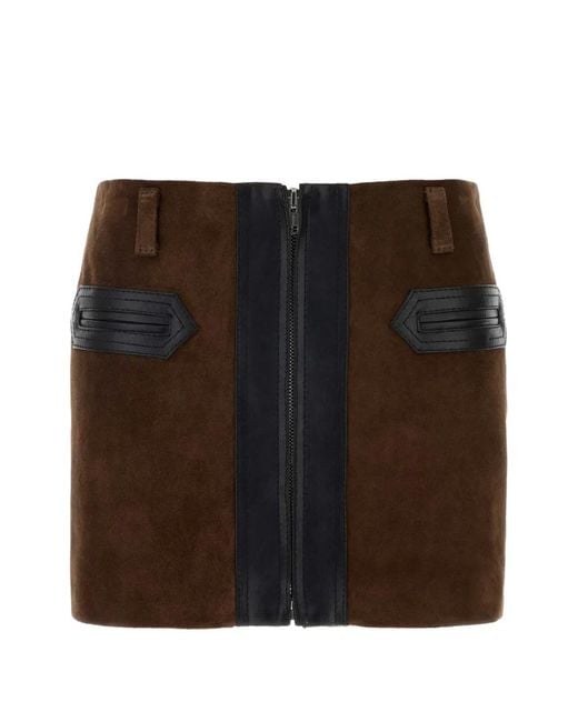 Marni Brown Suede Panelled Mini Skirt