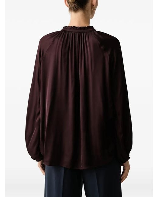 Marc O' Polo Black Ruffled-Collar Tie-Fastening Blouse