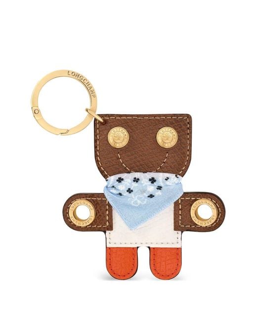 Longchamp White Porte-Clés À Motif Mascotte
