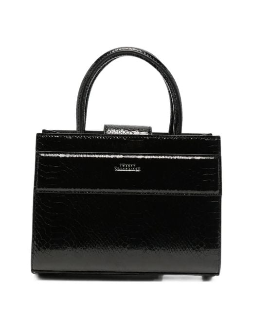 Twentyfourhaitch Black Serene Python-Effect Patent Tote Bag