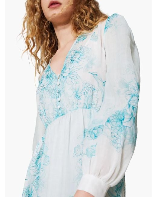 Twinset Blue Floral-Print Dress