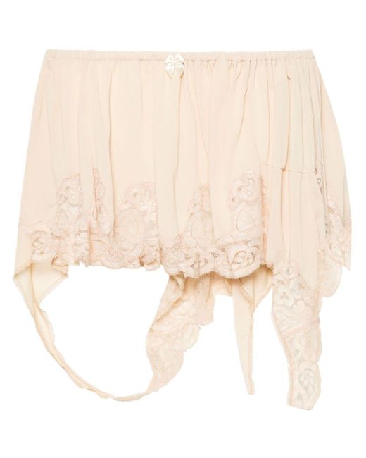 all in Natural Lace-trim Mini Skirt