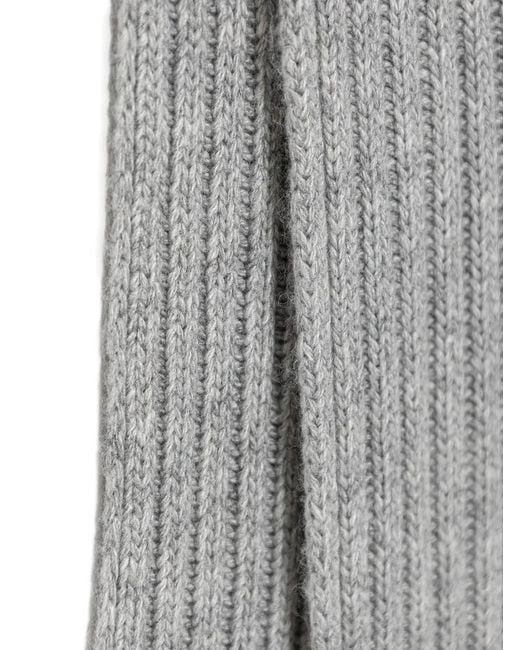Karl Lagerfeld White Ribbed-Knit Logo-Patch Scarf