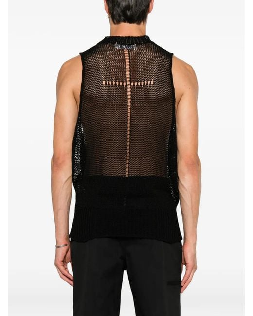 MATIERES FECALES Black Rivage Open-Knit Vest for men