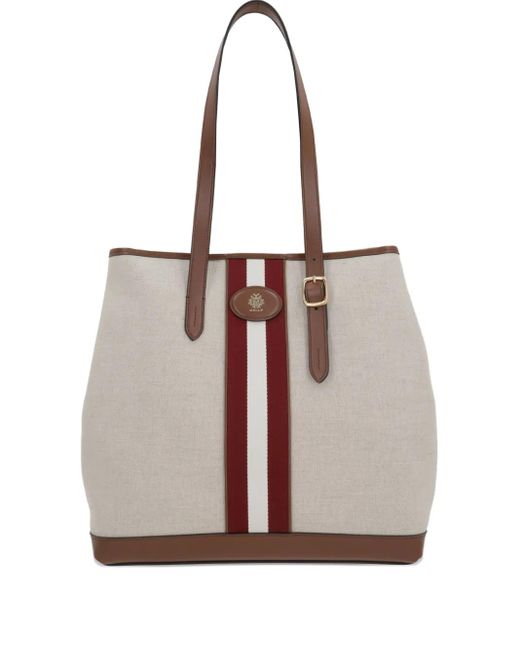 Bally White Logo-Patch Tote Bag