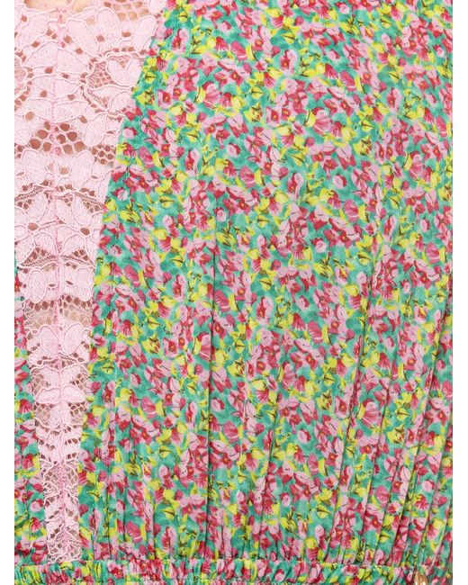 Nissa Natural Lace-Detail Viscose Midi Dress