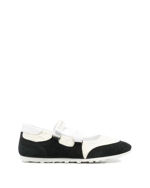Marni White Round-Toe Ballet Flats