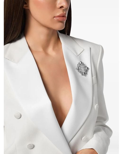 Philipp Plein White Dame Double-Breasted Blazer