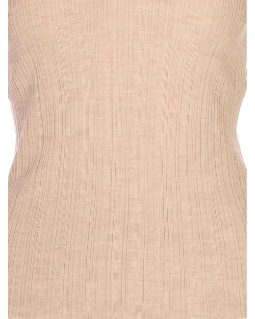 Agnona Natural Ribbed-Knit Buttoned-Cuff Sweater