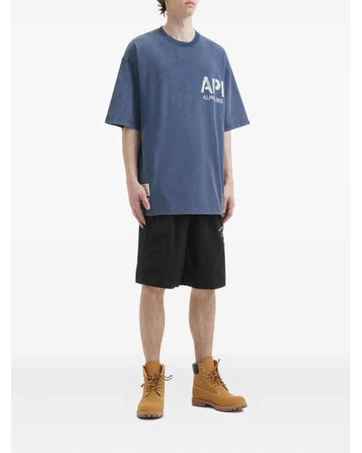 Alpha Industries Blue Logo-Print Cotton T-Shirt for men